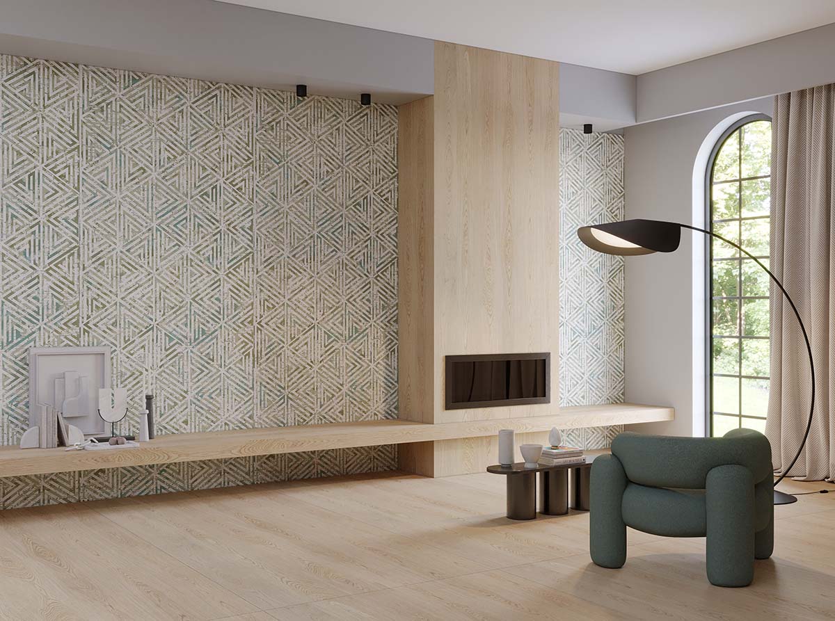 Porcelain Tile | Decorative Slab | Geometric Pattern | Wall Covering | The Sides | Aximer Stoneware Dubai UAE