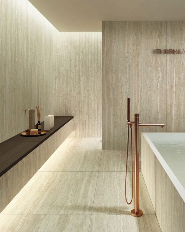 Aximer Travertine-Look Porcelain Tile Stoneware | Sand Vein Cut | UAE