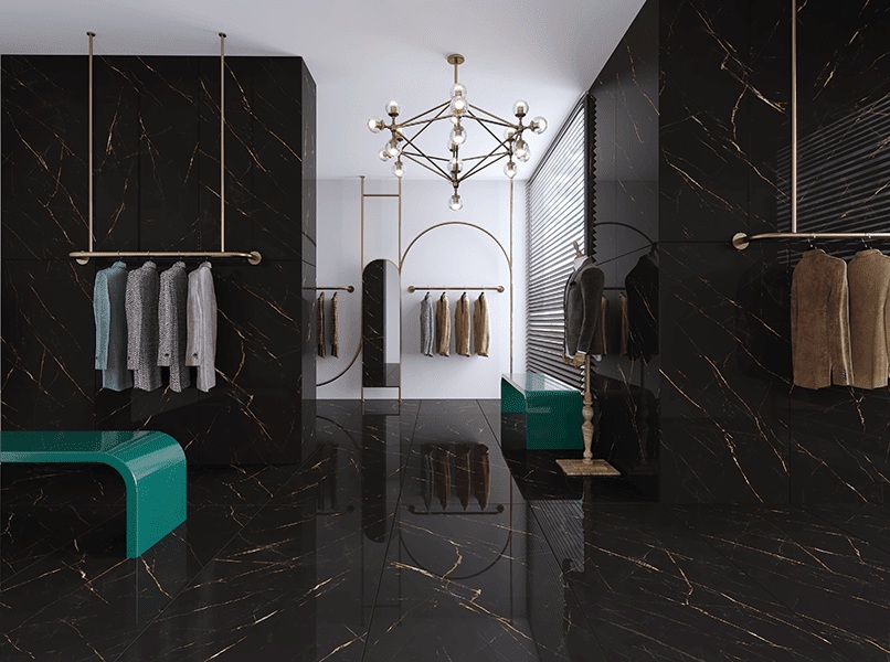 Aximer Porcelain Stoneware Product for the UAE Tile Market, Golden Black