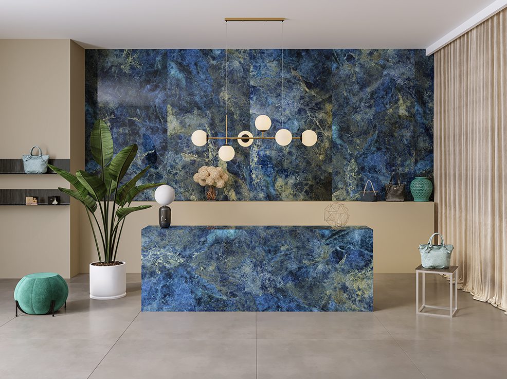 Aximer Stoneware Porcelain Slab Elegant Blue Dubai, UAE