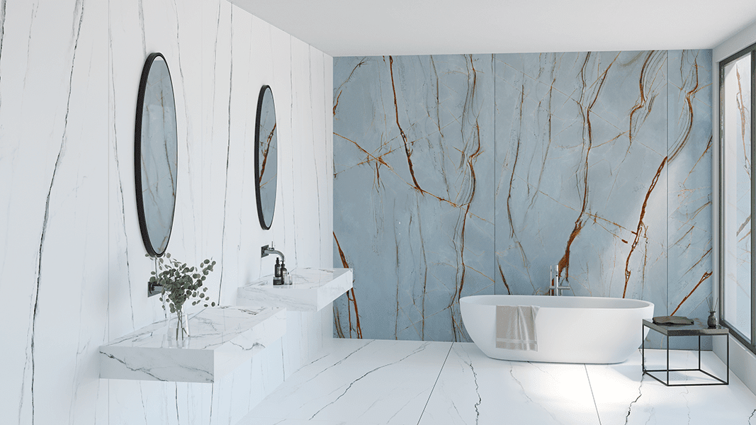 Blue Roma, Porcelain Slab, Blue Color, Wall, Aximer Stoneware, Dubai UAE