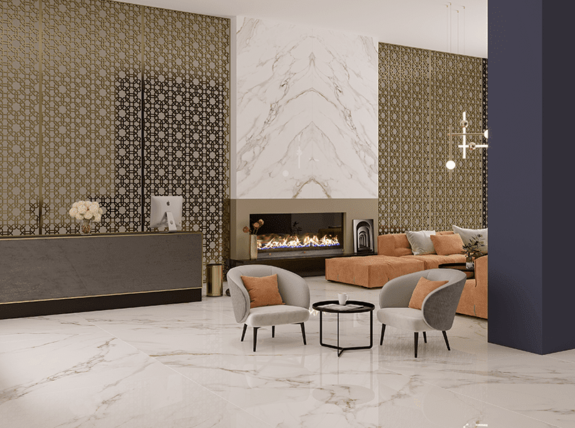 Calacatta Gold, White - Gold, Polished, 120x280, Slab, Aximer Porcelain Tiles, Dubai - UAE