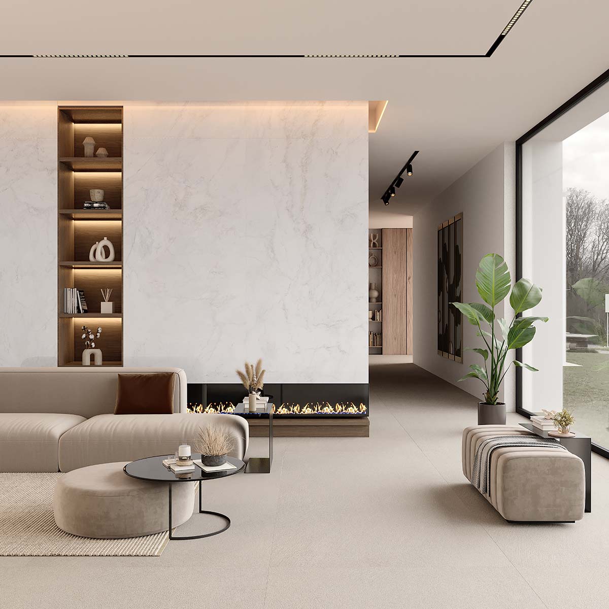 Euphoria Gold, White - Gold - Orange, Marble-Look, Polished, 120x280, Slab, Aximer Porcelain Tiles, Dubai - UAE