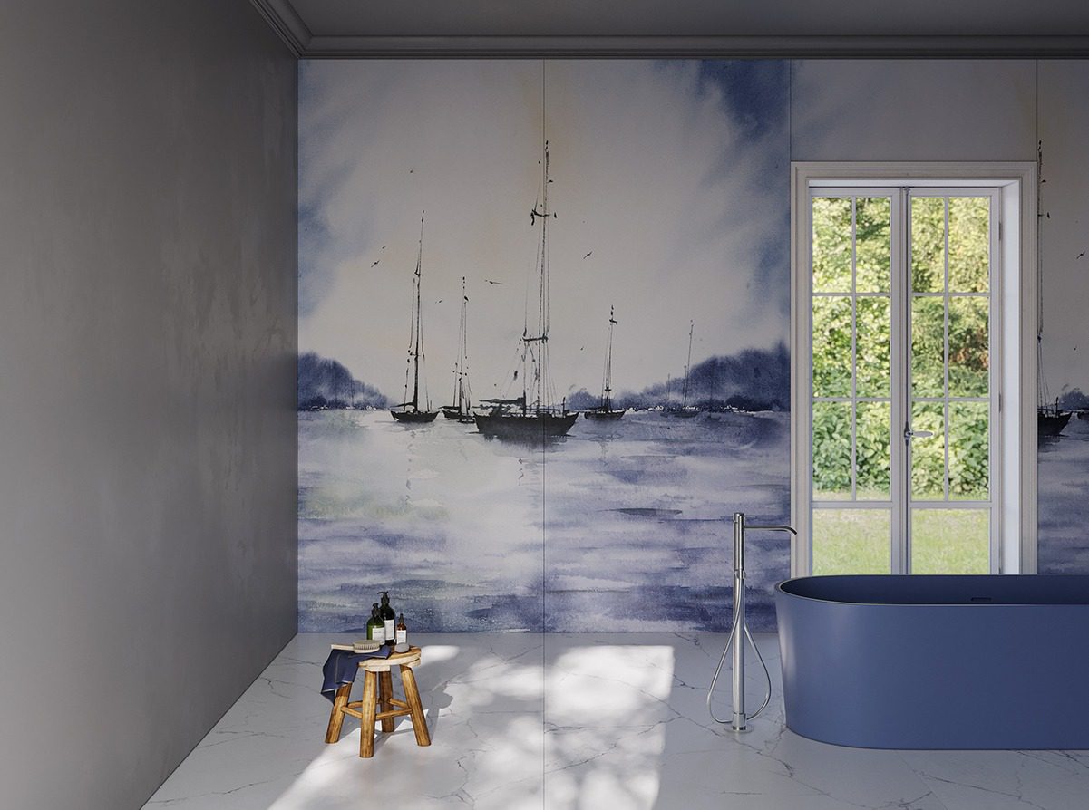 Porcelain Tile, Blue Color, Dream, Decorative Accent Wall, Aximer Stoneware, Dubai, UAE