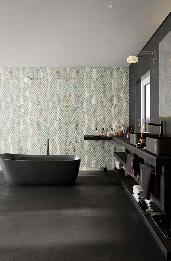 Porcelain Tile, Matte, Bathroom, Wall, Decorative, The Sides, Aximer Stoneware, UAE