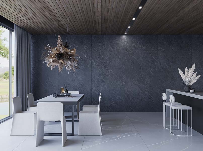 Riven Slate Light Grey, Collection Riven, Effect Stone, Surfaces Relief, Sizes 60 x 60 Thickness 20 mm & 120 x 280 Thickness 9.5 mm